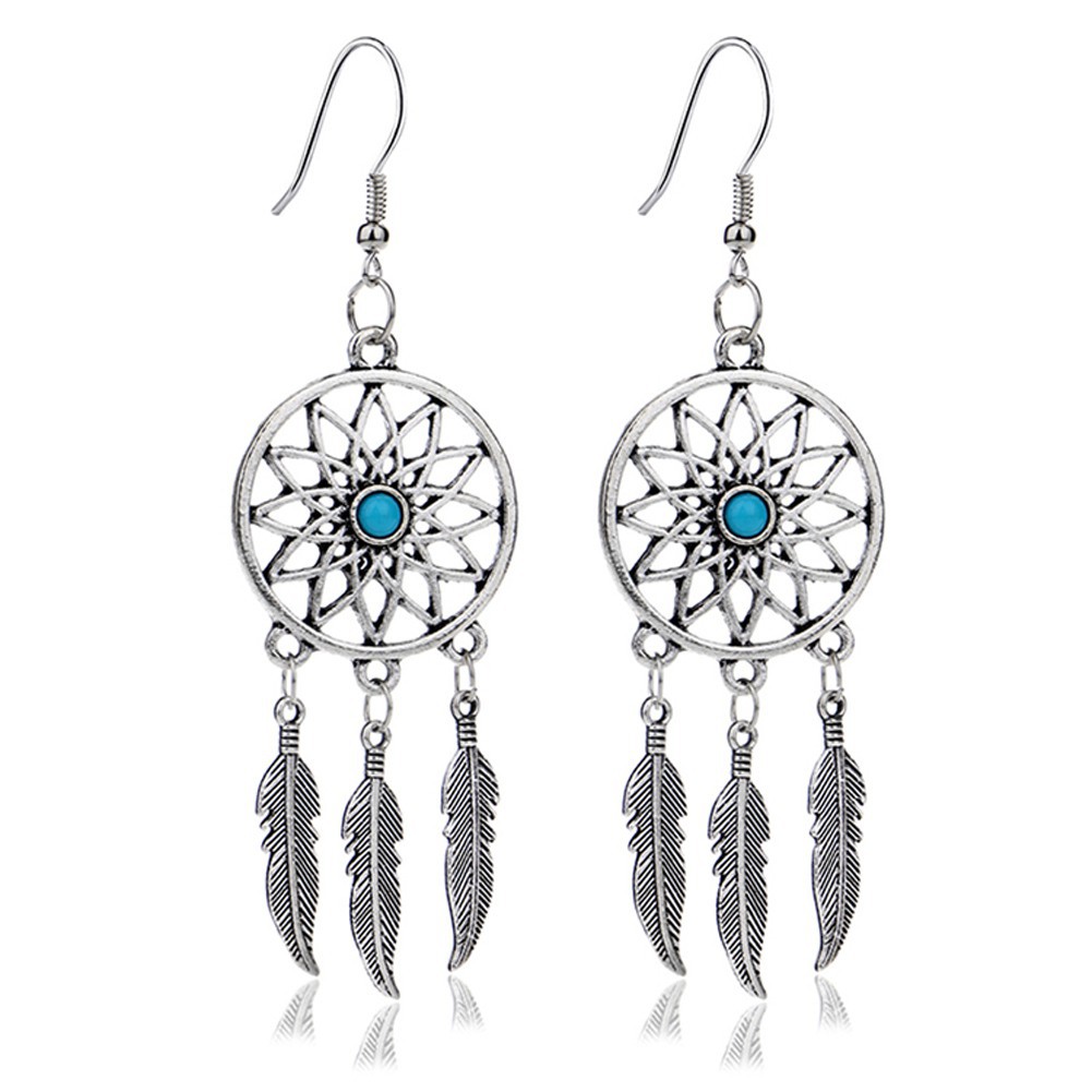 Hoa tai dáng dài kiểu dáng Dream Catcher