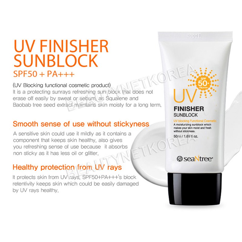 [Hiệu Qủa 100%] Kem chống nắng Seantree Uv Finisher Sunblock Spf50+ Pa+++ 50ml | BigBuy360 - bigbuy360.vn