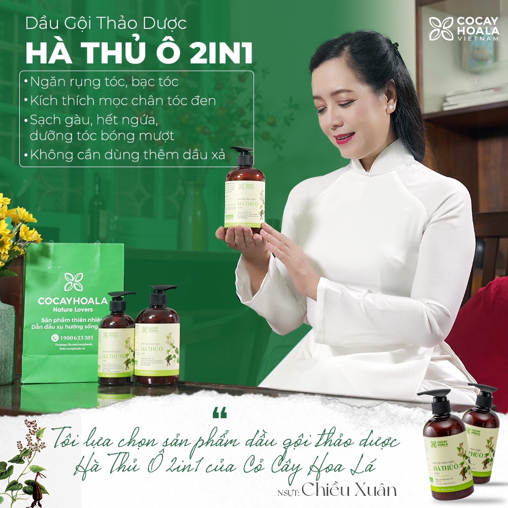 Dầu Gội Thảo Dược Hà Thủ Ô 2in1 Giảm Rụng Tóc Bạc Tóc Cocayhoala 300g