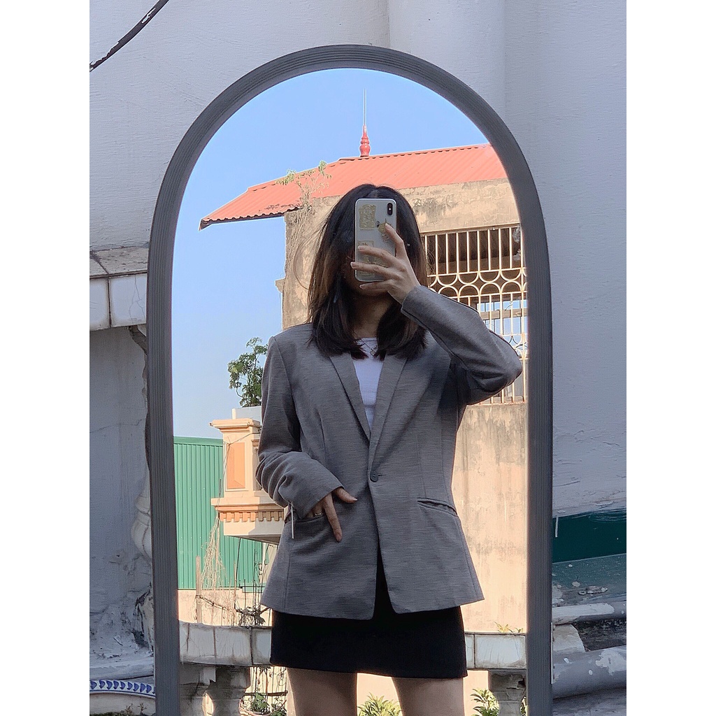 VEST xám ngắn một cúc ( ảnh thật)