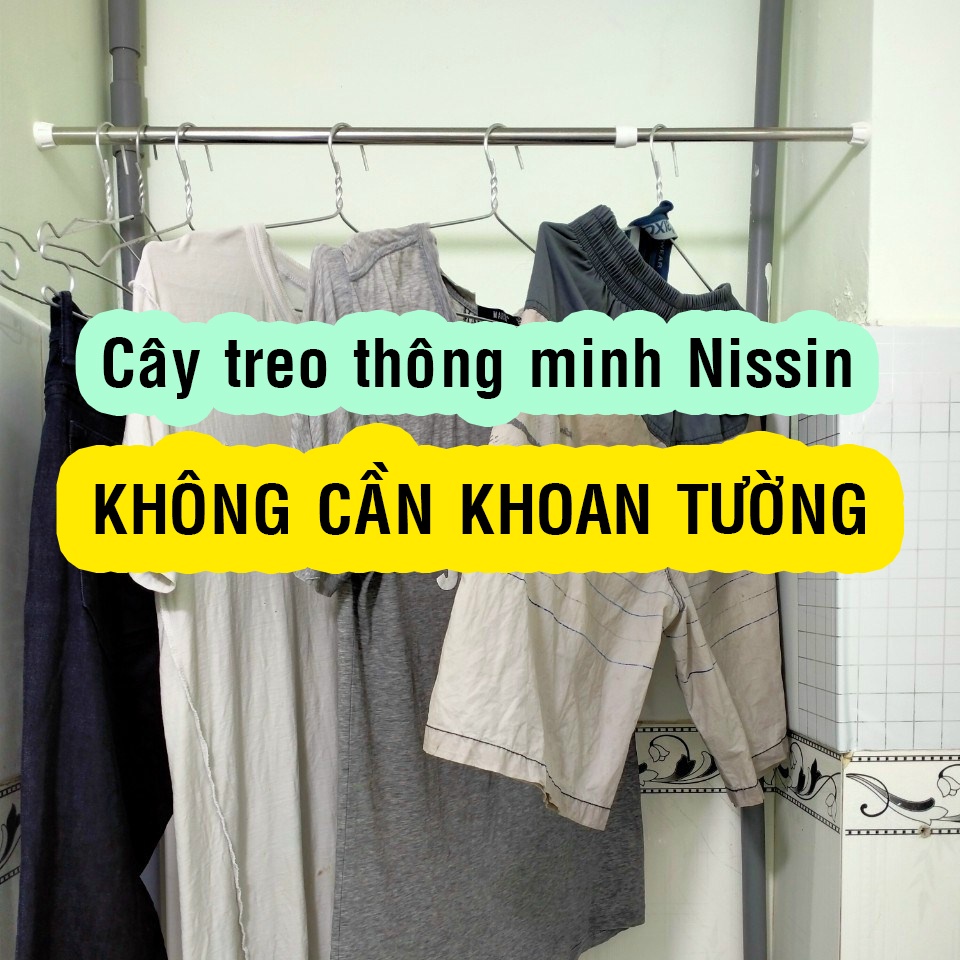 Cây treo đồ thông minh Không Cần khoan vít - Thanh treo đa năng Nissin size N1 (55cm ~ 80cm)