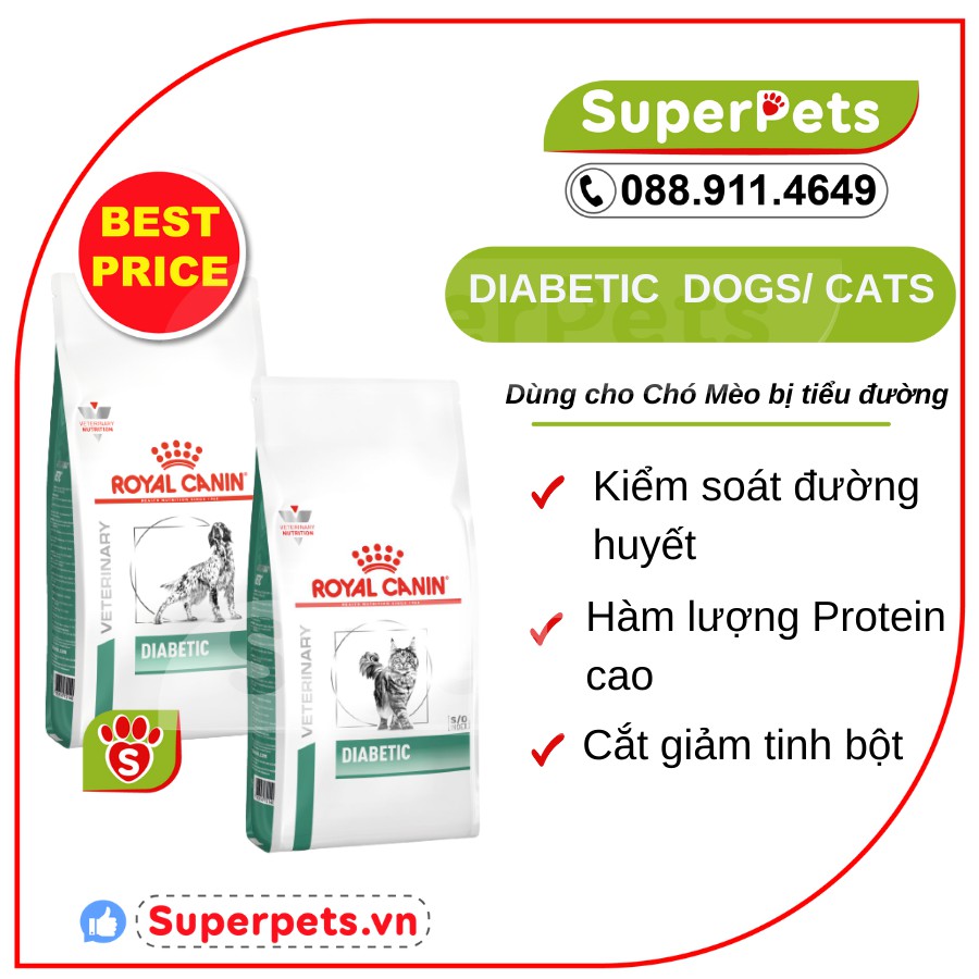 Hạt Khô Cho Chó Mèo DIABETIC TIỂU ĐƯỜNG 1.5kg SUPERPETS VIỆT NAM