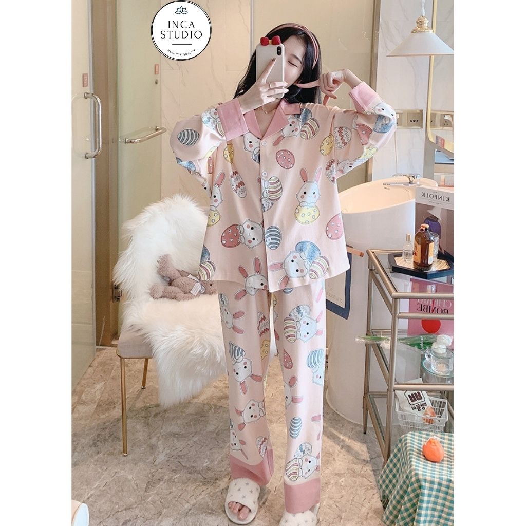 (QC loại 1) Đồ bộ Pyjama dài tay Cotton cao cấp INCA 19- Chất vải thoáng mát, họa tiết siêu xinh, nhiều size lựa chọn