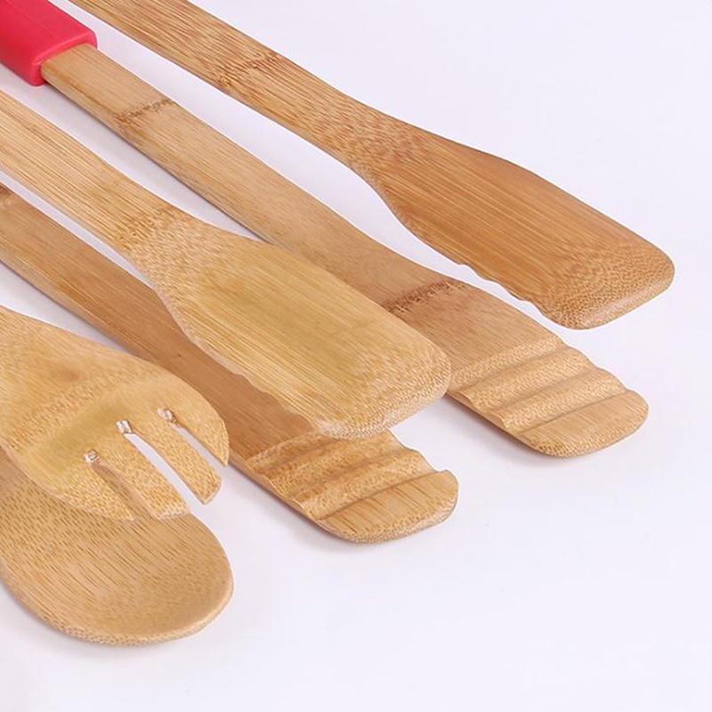 [takejoyfree 0527] Bamboo cooking kitchen tongs BBQ wooden clip salad bread cake bacon steak tools