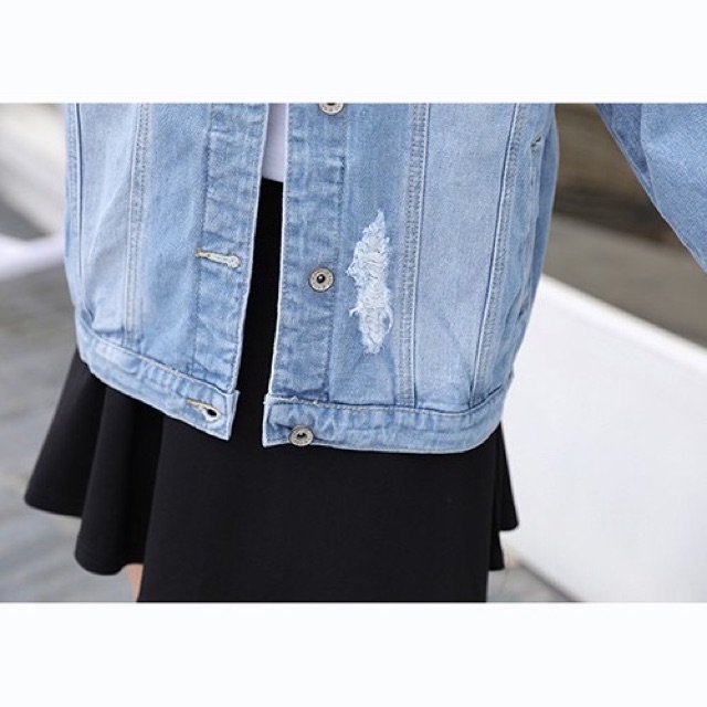 Áo khoác jean nữ phối rách thời trang đúng chất Hot trend MS 173 | BigBuy360 - bigbuy360.vn