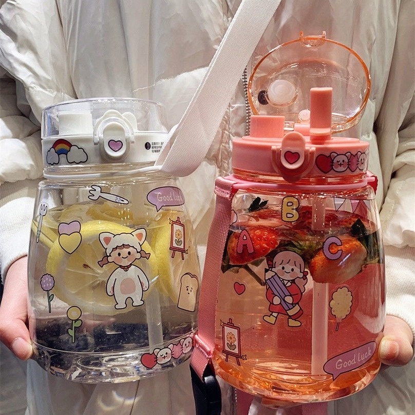 1300ml / 700ml Bình Nước Nhựa Thể Thao , Bình Đựng Nước (không có BPA) - Có Bộ Lọc Và Ống Hút / Thiết Kế Chống Rò Rỉ