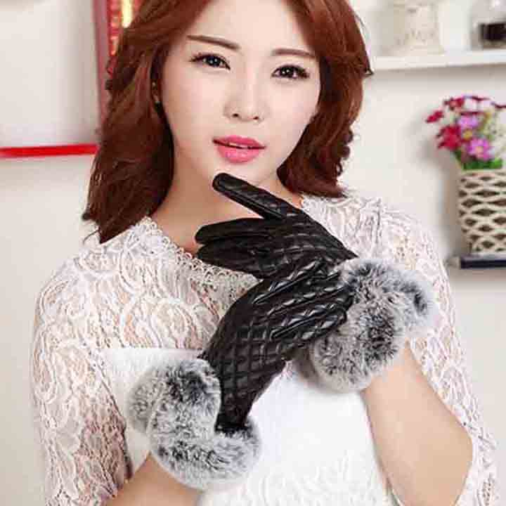 Găng tay nữ lót lông - cảm ứng điện thoại