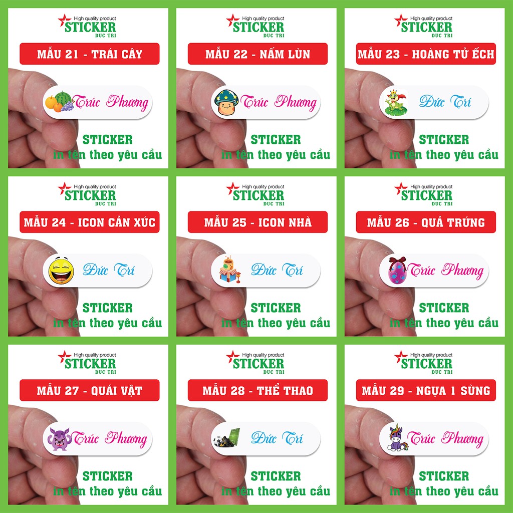 110 Sticker Miếng Dán Tem Tên Bé in theo yêu cầu  Chat ngay với shop xác nhận tên + mẫu. M21-M40
