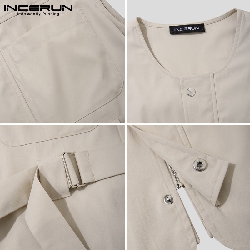 Áo nam INCERUN không tay kèm thắt lưng 2 màu thời trang