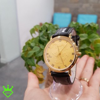 Đồng hồ nam đẹp, 😍freeship đơn 150k⚡ đồng hồ nam quaiba 018 mặt vàng hình rồng 3d chính hãng