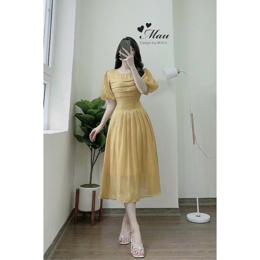 Váy tơ li eo tay bồng ZARA