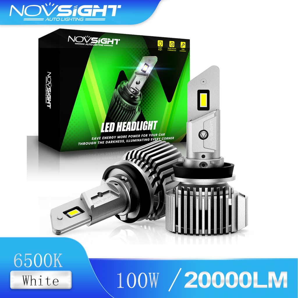 Bóng đèn pha LED NOVSIGHT siêu sáng chiếu sương mù N52 H11 H9 H8 100W 20000LM 6500K