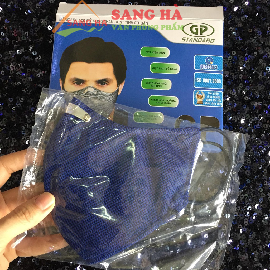 Khẩu Trang Than Hoạt Tính GP Standard Cản Bụi, Giọt Bắn, Khử Mùi - Đã Sẵn Lọc Tấm Lọc ( Siêu lọc khuẩn)
