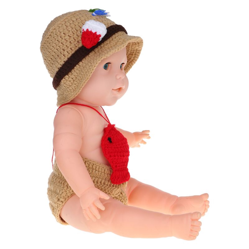 Mary☆Baby Costume Fisherman Hat Trousers Pendant Crochet Knitted Cosplay Clothing Newborn