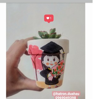 Chậu cây sen đá vẽ theo yêu cầu