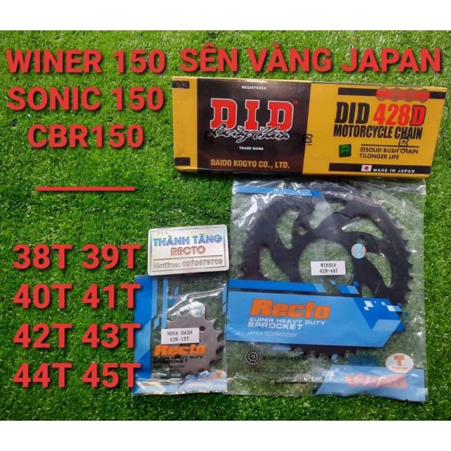 NHÔNG SÊN DĨA WINNER/WINNER X/SONIC/CBR150 VERZA DĨA 38T 39T 40T 41T 42T 43T 44T 45T SÊN VÀNG 9LY JAPAN