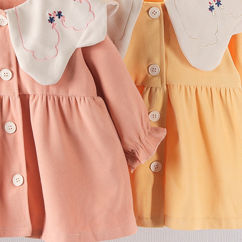 Đầm Dài Tay Phong Cách Hàn Quốc Đáng Yêu Dành Cho Bé Gái 0-4 Tuổi