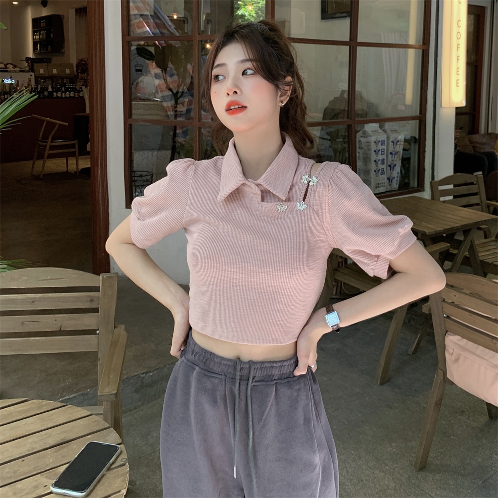 Áo thun ZHELIHANGFEI trễ vai phong cách ngọt ngào chất lượng cao cho nữ