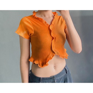 🔥 Áo crotop viền bèo loang màu 🔥
