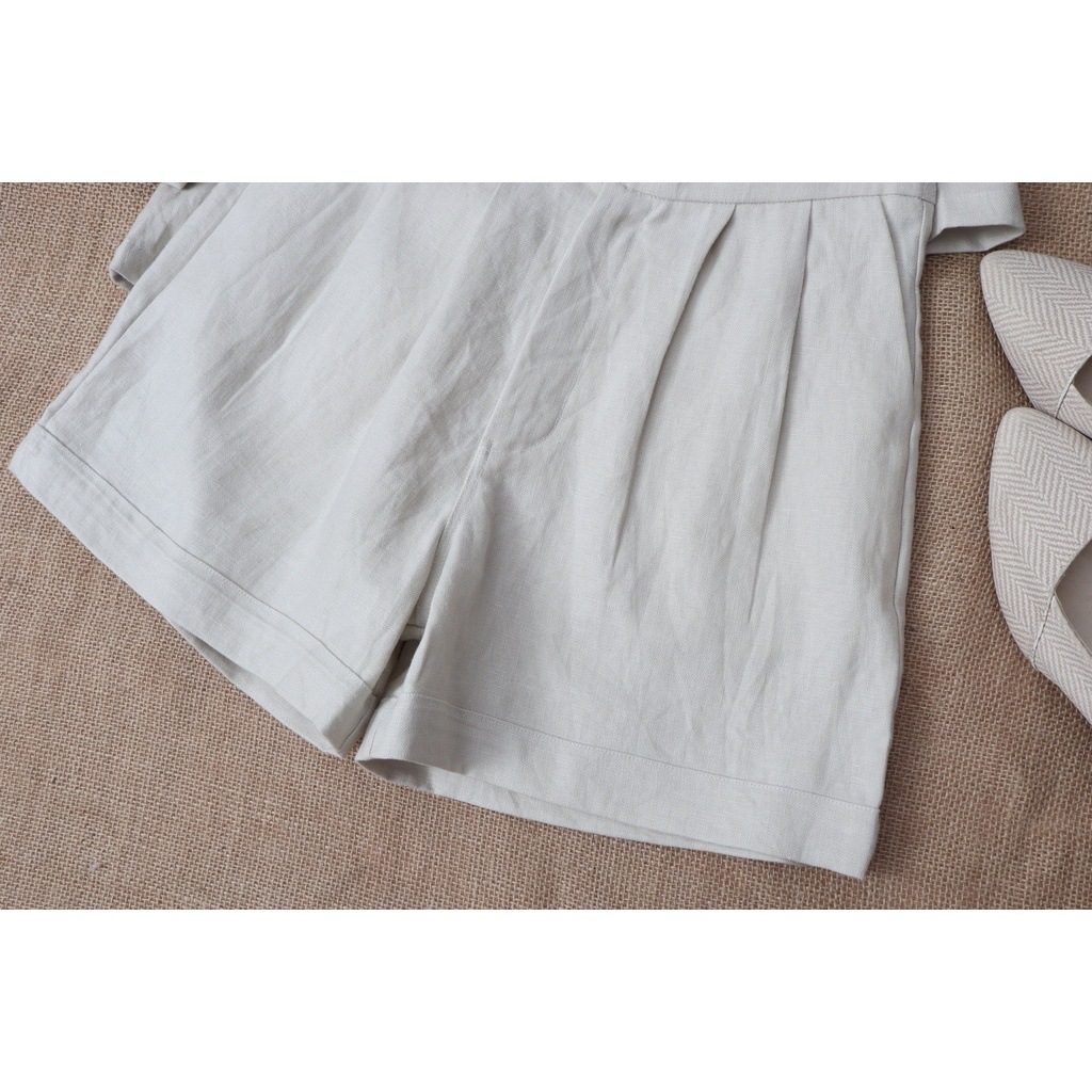 Set áo quần vest Linen tưng KANAMY tay lỡ màu begei