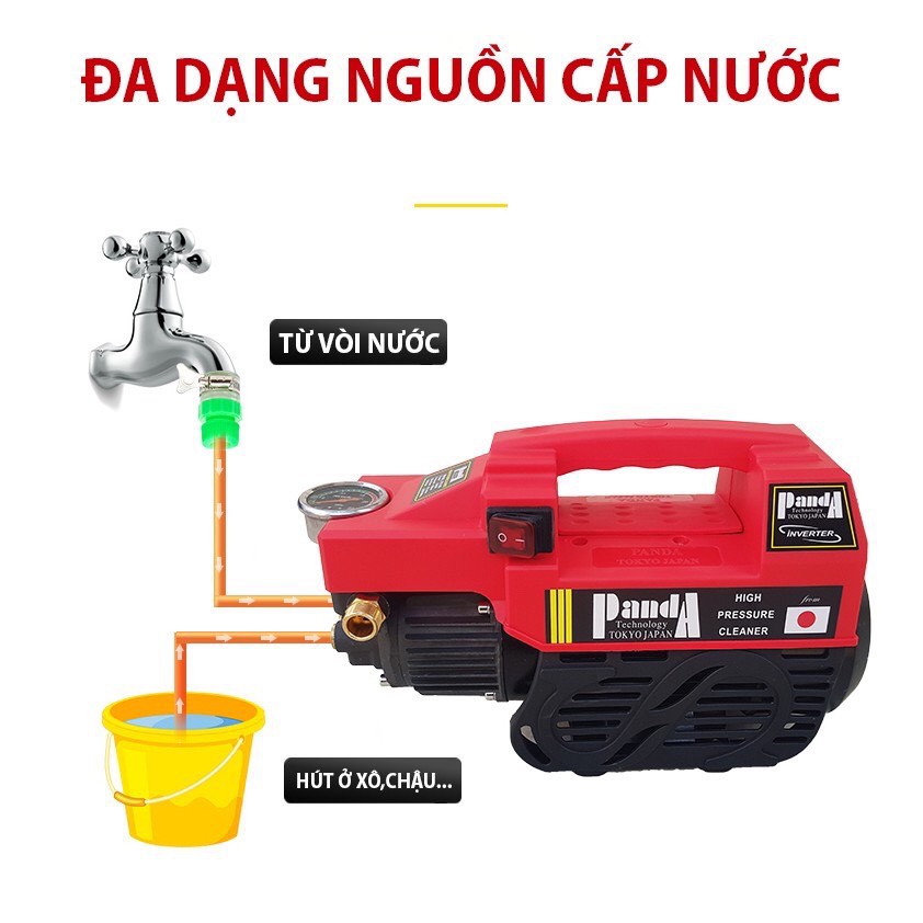 Máy Rửa Xe, Máy Phun Cao Áp Panda PD-568 2000W, Dùng cho gia đình, công nghệ Nhật Bản