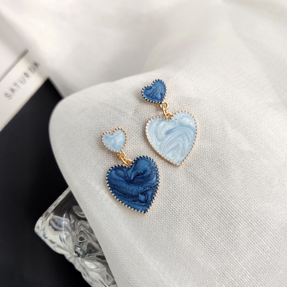 Khuyên Tai Dáng Dài Hình Trái Tim Màu Gradient Thời Trang Cho Nữ