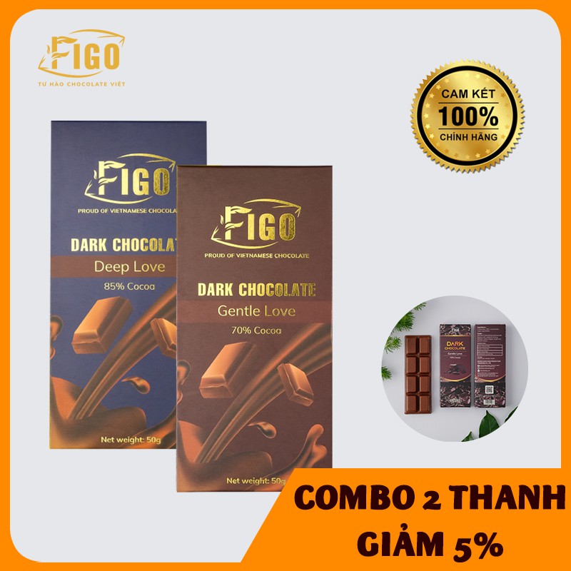 [Bán chạy] Combo 2 Hộp Dark Chocolate 85% Cacao và 70% Cacao Figo, Socola đen đắng Giảm cân, ăn kiêng, Keto, DAS