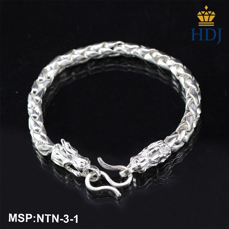 Lắc tay bạc nam hình rồng bạc nguyên chất đẹp sang trọng trang sức cao cấp HDJ mã NTN-3-1
