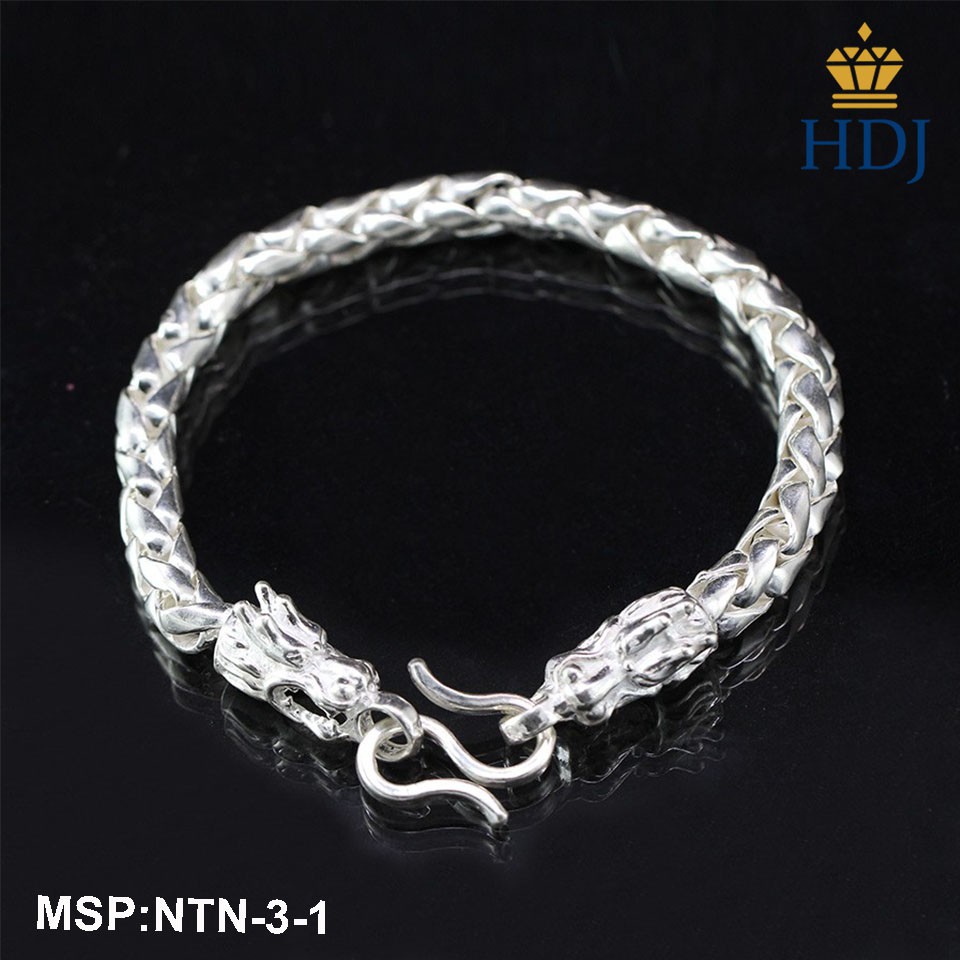 Lắc tay bạc nam hình rồng bạc nguyên chất đẹp sang trọng trang sức cao cấp HDJ mã NTN-3-1 Hàng Chính Hãng
