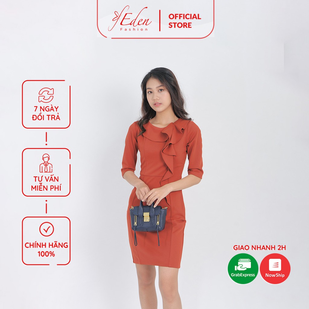 Váy đầm công sở thời trang Eden tay lỡ phối bèo cổ - D407