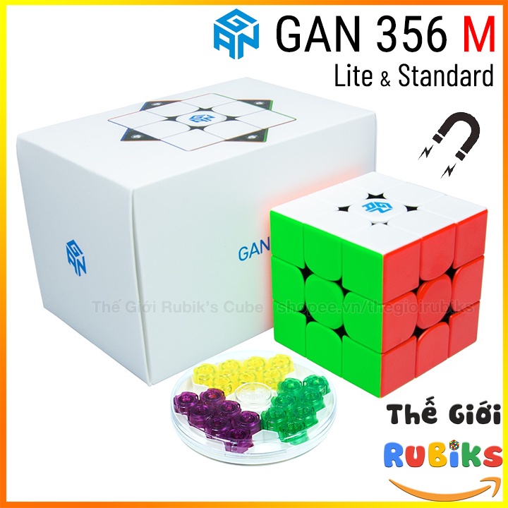✼Rubik 3x3 GAN 356 M Có Nam Châm Stickerless Lite, Standard kèm GES.