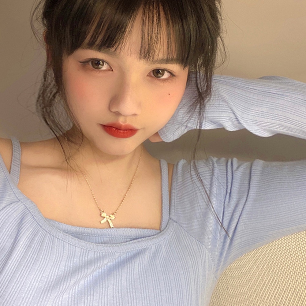 Dây chuyền mặt nơ đính đá thời trang thanh lịch dành cho nữ Yanqueens Đồ trang sức