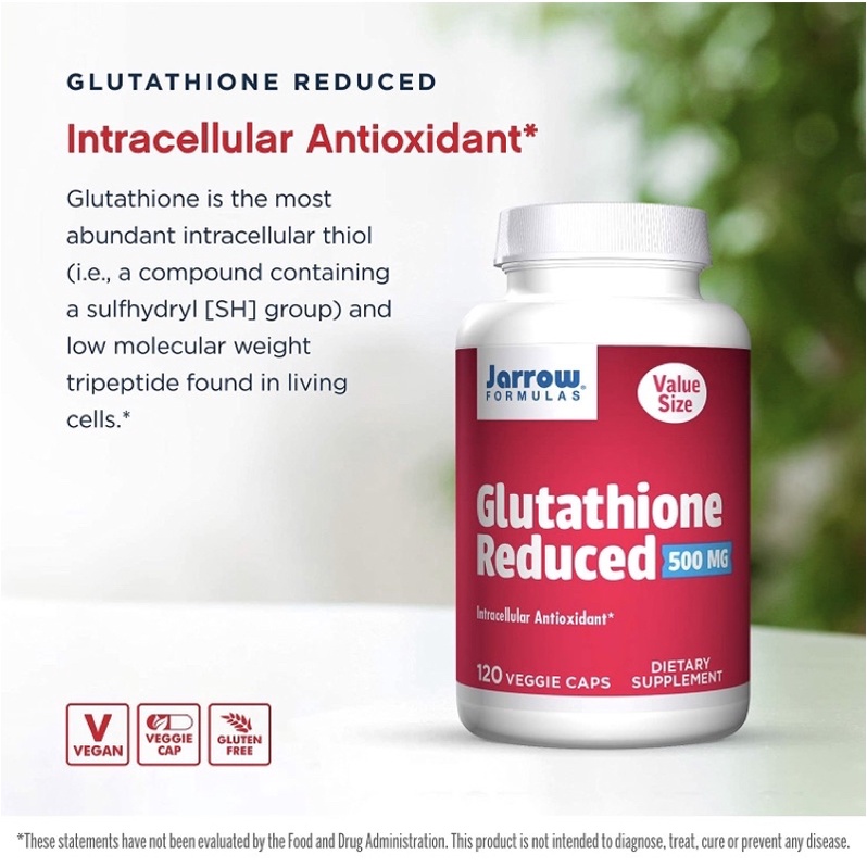 Viên uống trắng da nội sinh Glutathione Reduced 500mg Jarrow Formulas 120 viên USA