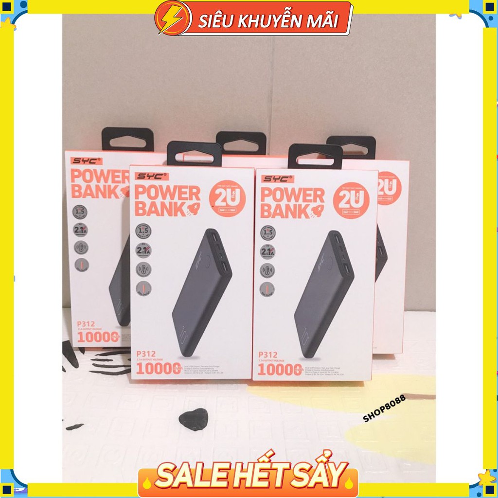 Sạc pin dự phòng power 10000mah syc hàng cao cấp chính hãng 100%