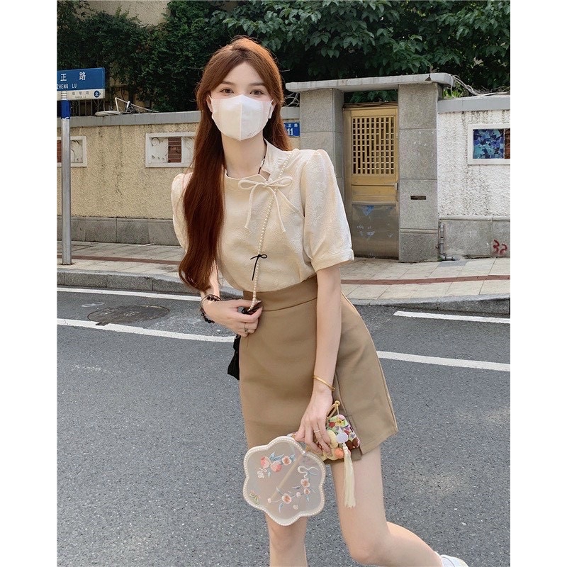 SET ÁO TÀU NỔI + CHÂN VÁY NÂU
