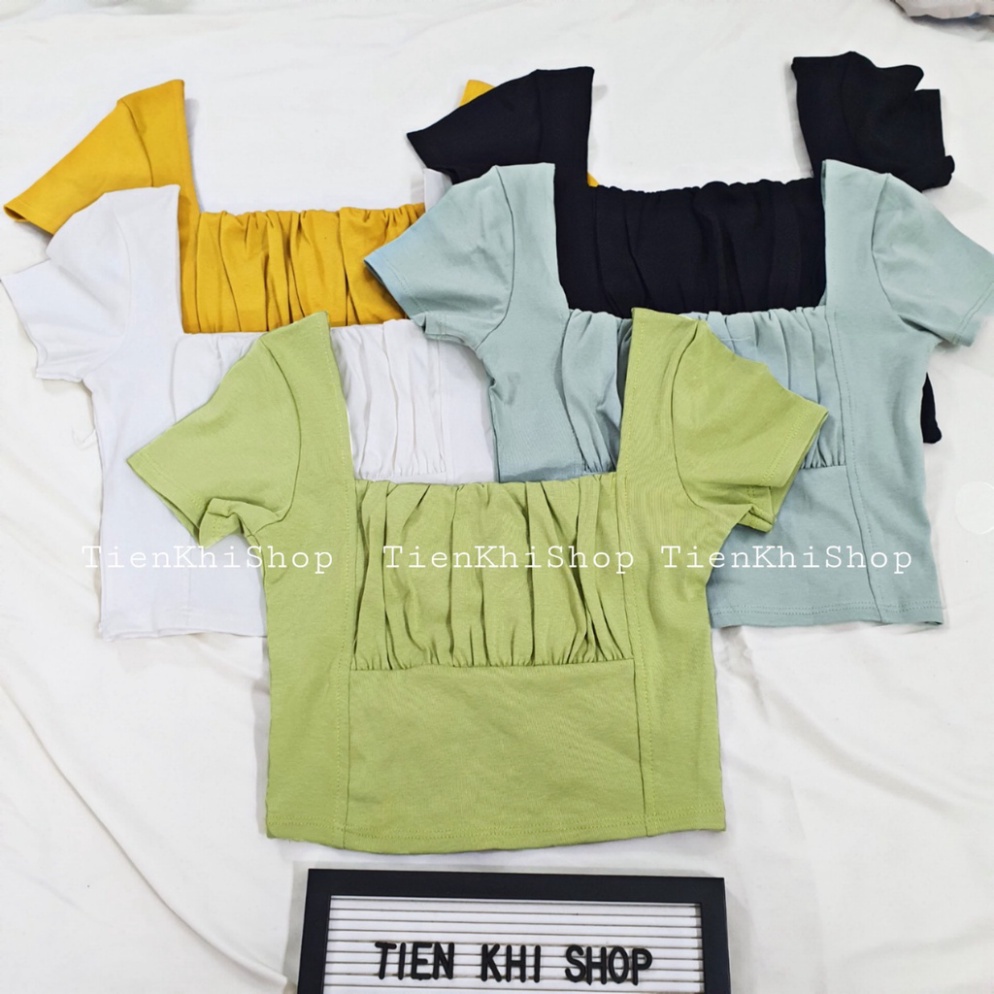 Áo thun croptop tay ngắn nhún ngực BS29