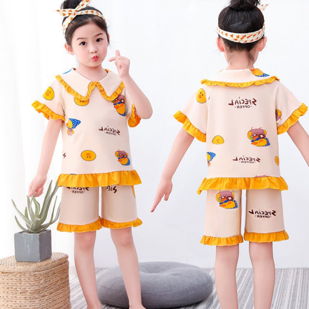 Đồ bộ Cotton cao cấp cho Bé Gái Màu sắc - Cotton mềm mại và thoải mái dạo phố mặc nhà