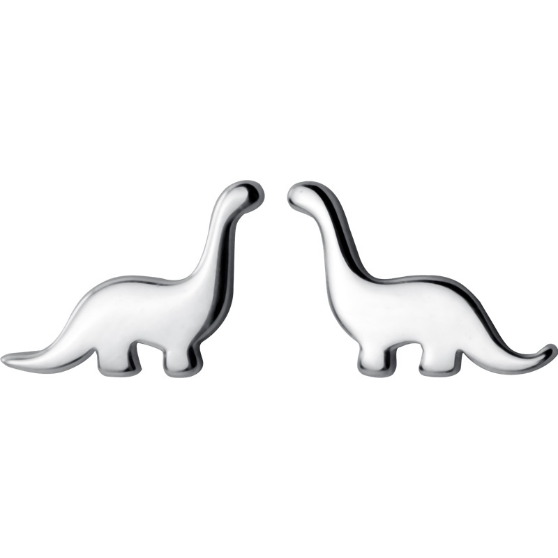 Đôi bông tai nữ khủng long đơn giản Asimk, Bông tai bạc Ý S925 mặt khắc đơn giản nữ tính Dinosaur One KT17