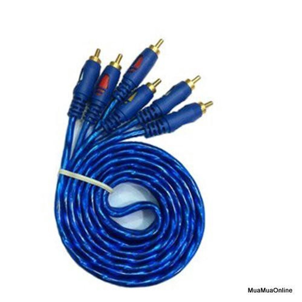 Dây loa âm thanh 3 ra 3 dài 1.5m 1.8m 3m 5m 10m - dây loa av 6 đầu hoa sen XANH chất lượng