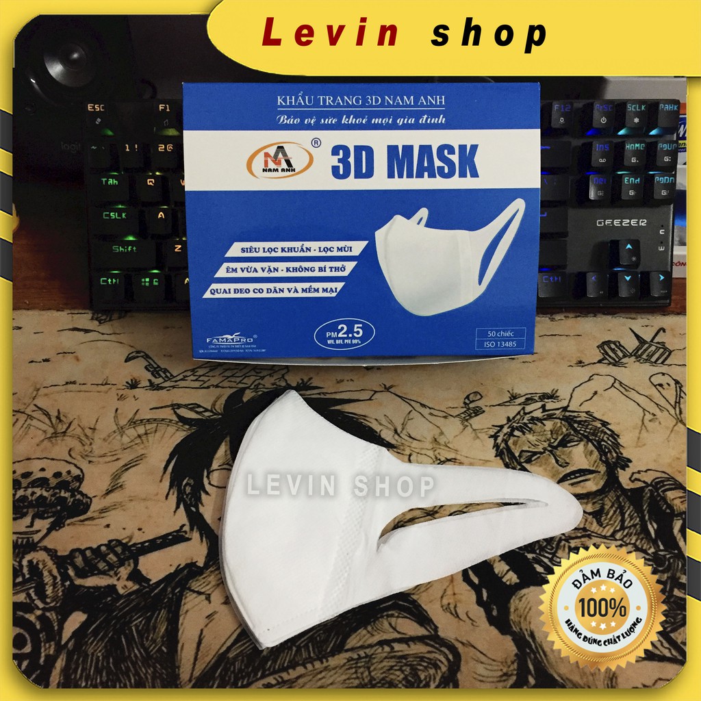 [Hộp 50 chiếc] Khẩu trang 3D Mask Nam Anh