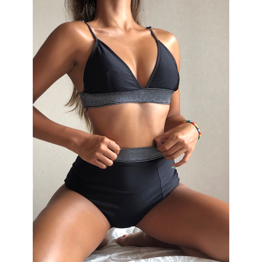 [BKN1440] &lt;ÂU&gt; SET BIKINI ĐEN VIỀN NHŨ (CẠP CAO)
