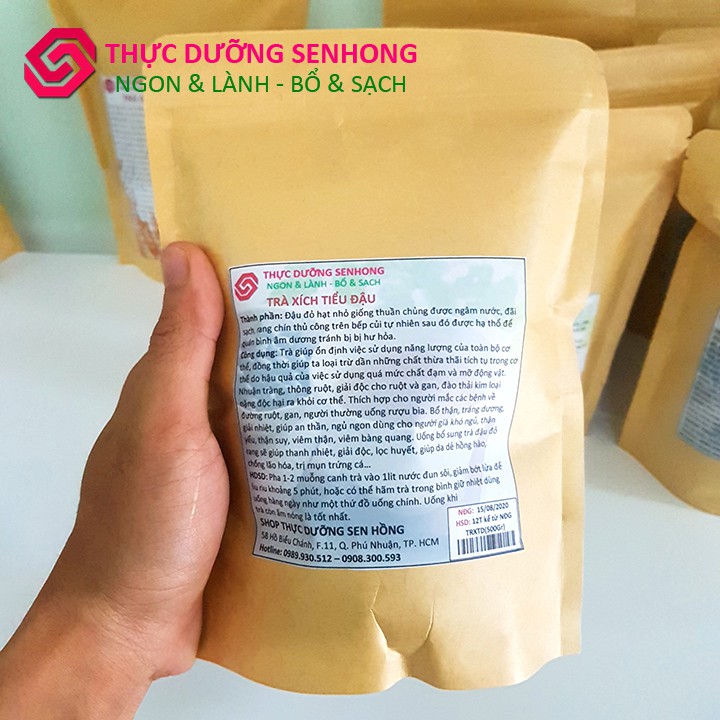 Trà đậu đỏ hạt nhỏ (500gr) Trà xích tiểu đậu rang củi theo phương pháp thực dưỡng Ohsawa