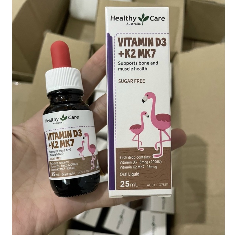 Vitamin D3 + K2 MK7 Healthy Care, Úc, Lọ 25ml (D3K2 HealthyCare)
