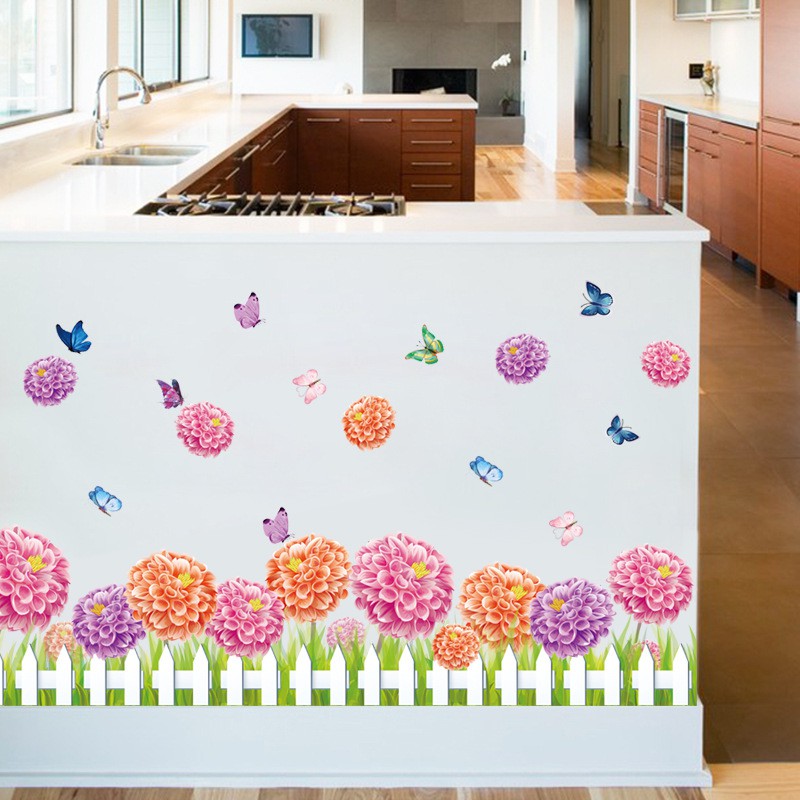 Decal dán chân tường hoa cẩm tú cầu AmyShop DCT037 (36 x 137 cm)