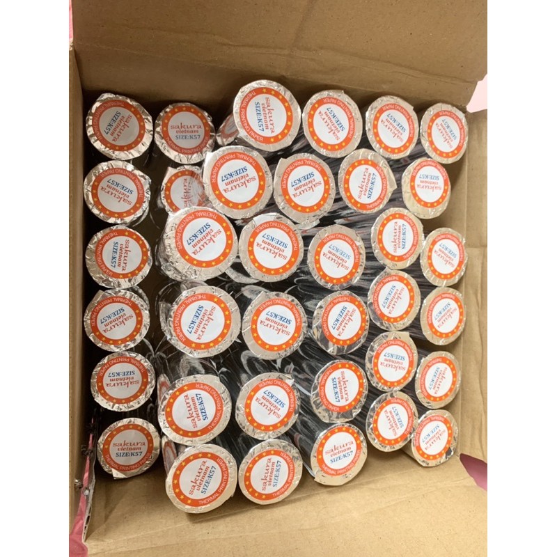 1 Thùng 50 cuộn giấy in nhiệt K57, K58 Phi 45 cho máy POS, taxi, bán hàng