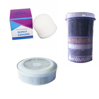 Bộ Linh Kiện Lọc Nước 3 Món Gồm Trụ Lọc (Lõi Than 5 tầng) + Sứ Lọc (Nấm Sứ) + Đá Khoáng