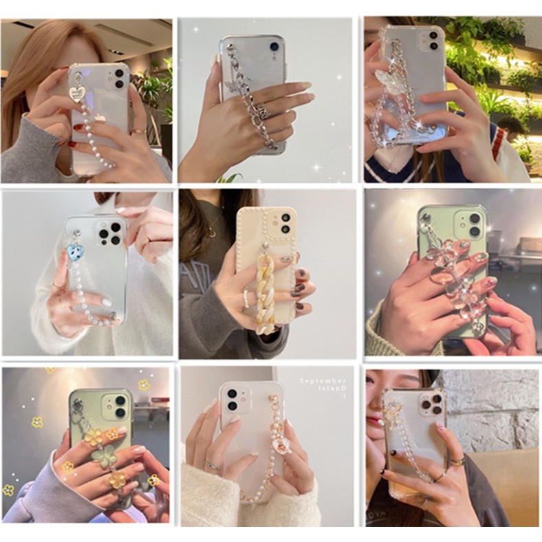 Ốp Điện Thoại Trang Trí Hình Bướm Phối Dây Xích ChoFor  iPhone 13 Pro Max 12 Pro Max/11Pro Max/XR /XS Max /6sPlus /7/8Plus