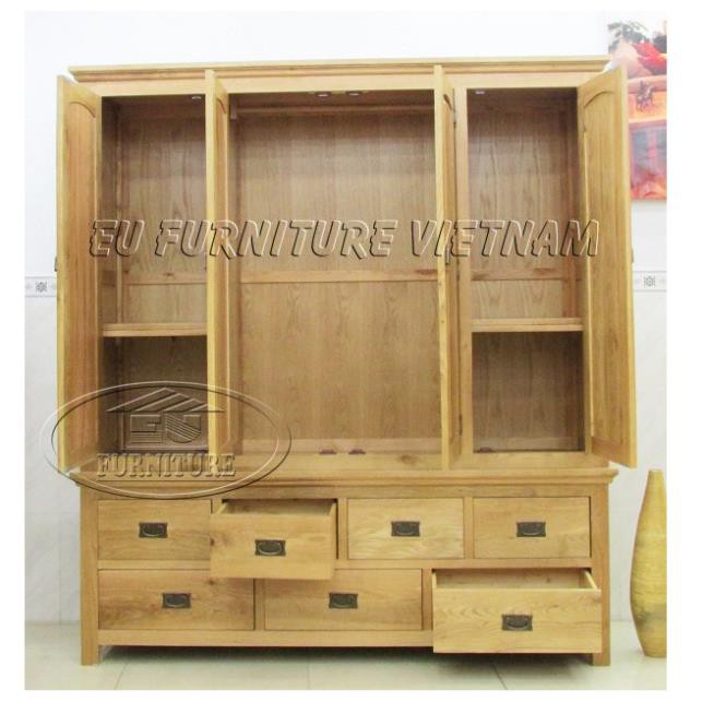 tủ áo 4 buồng gỗ sồi Mỹ sơn trắng 1m8 | BigBuy360 - bigbuy360.vn