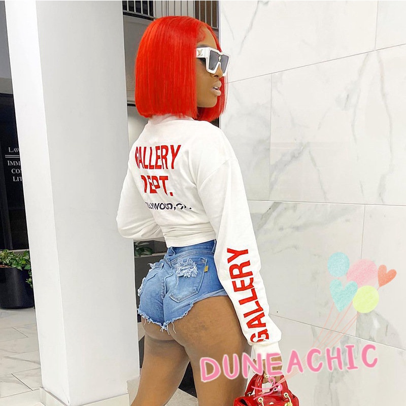 DUNEA Áo Nỉ Dài Tay In Chữ Thời Trang Dành Cho Nữ