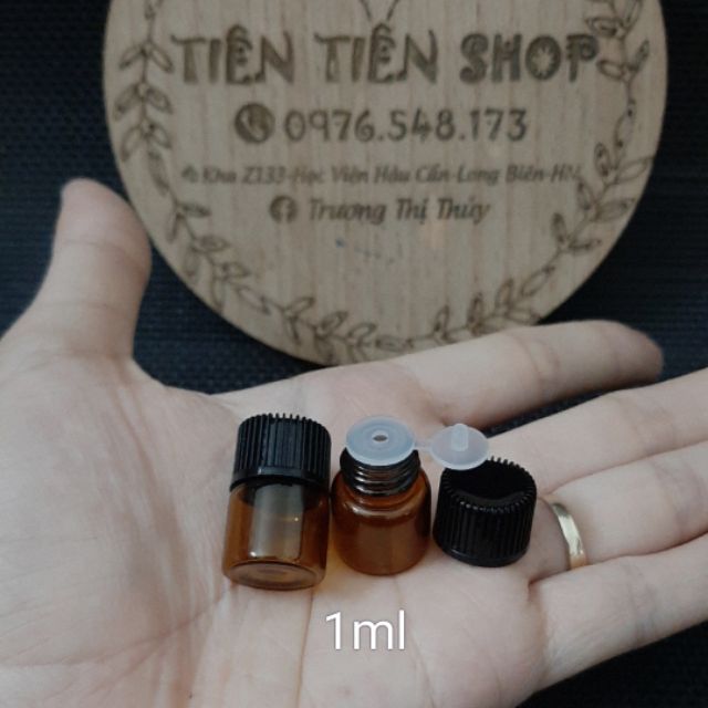 Chai thủy tinh nâu 1ml nắp vặn đen